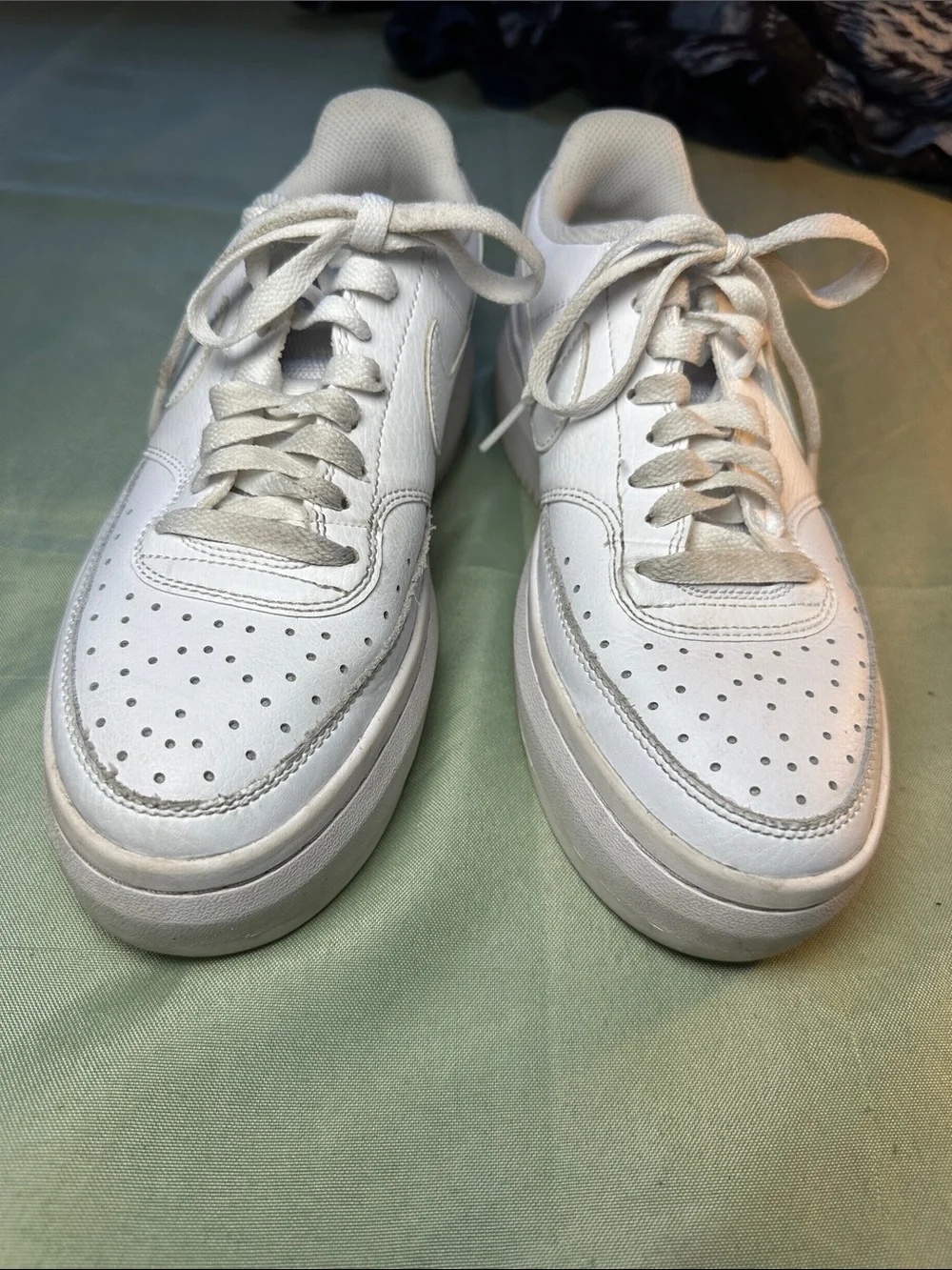 Nike White Low-Top Leather Sneakers with Cream Accents